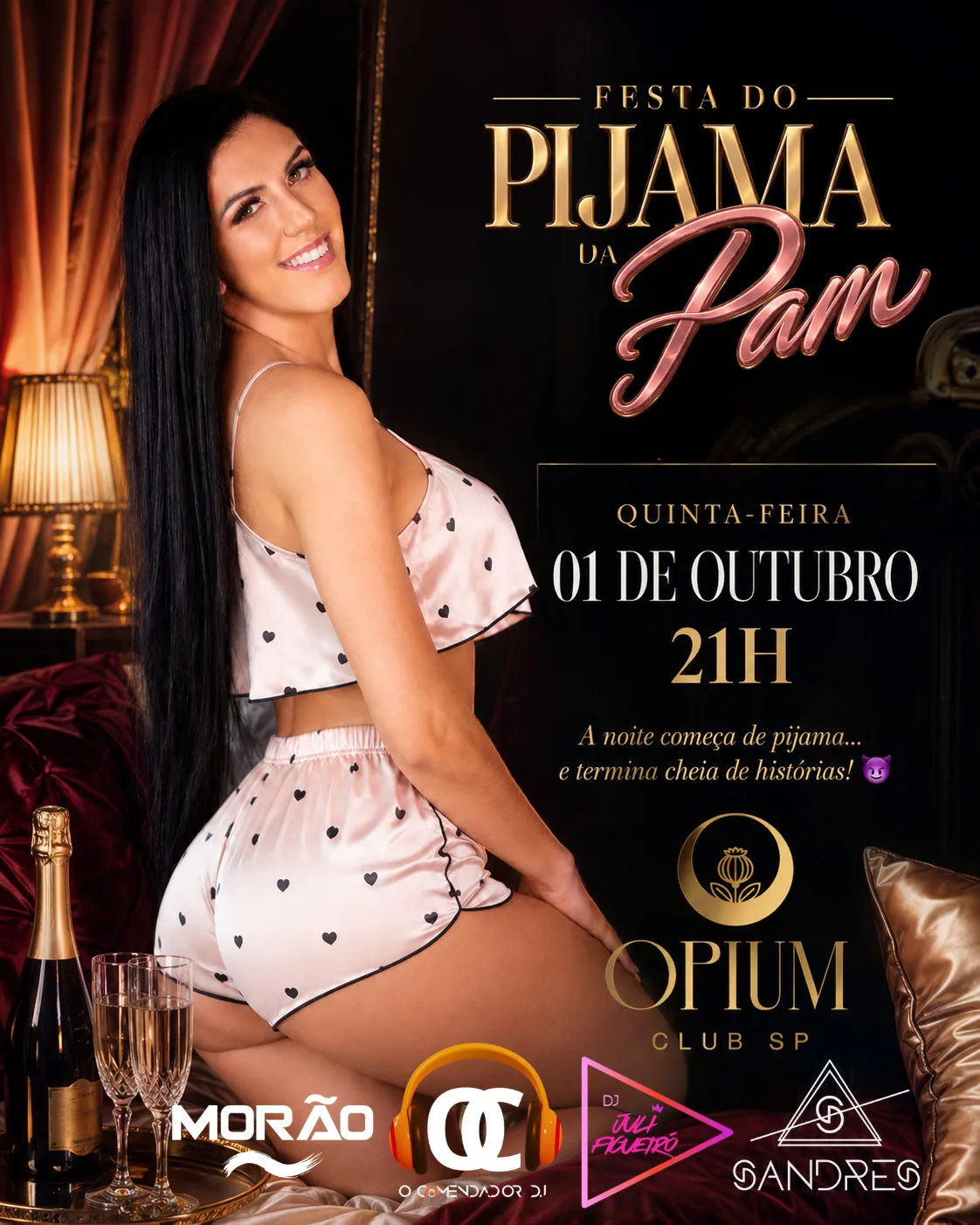 Flyer de Opium Club – Festa do Pijama