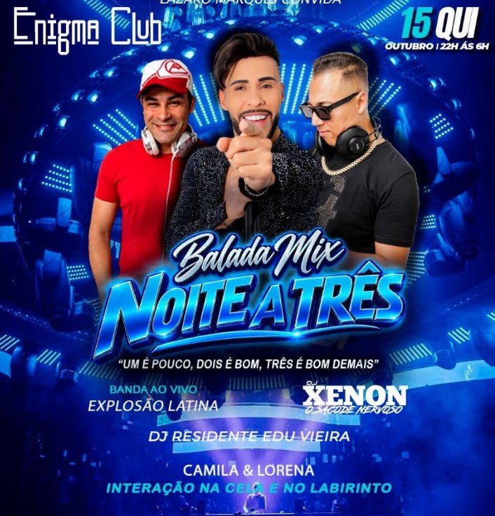 Flyer de ENIGMA CLUB – Noite a Três